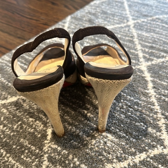 Christian louboutin suede platform pumps with raffia detail-5 inch heel - Picture 3 of 4